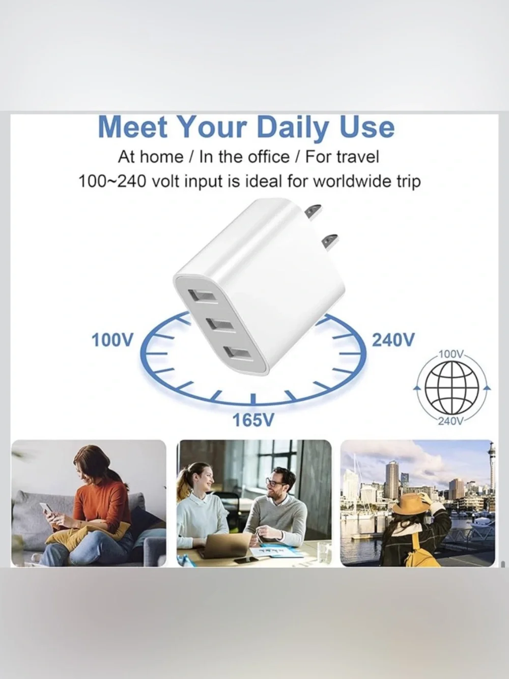 9 pack of 3-Port USB Wall Charger